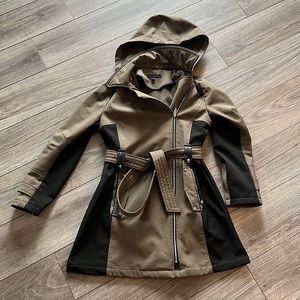 Faux fur lined rain jacket